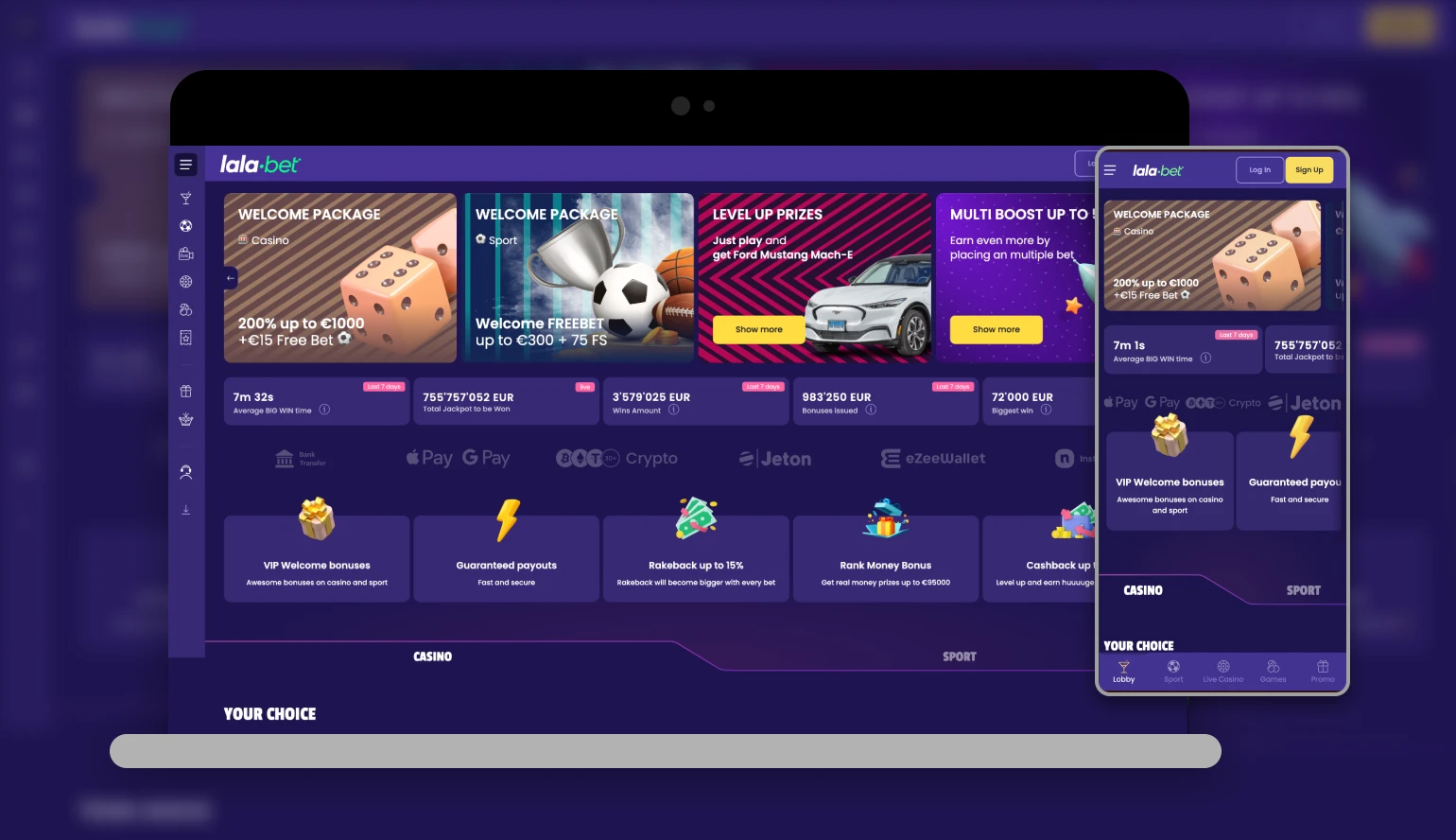 LalaBet casino lobby overzicht